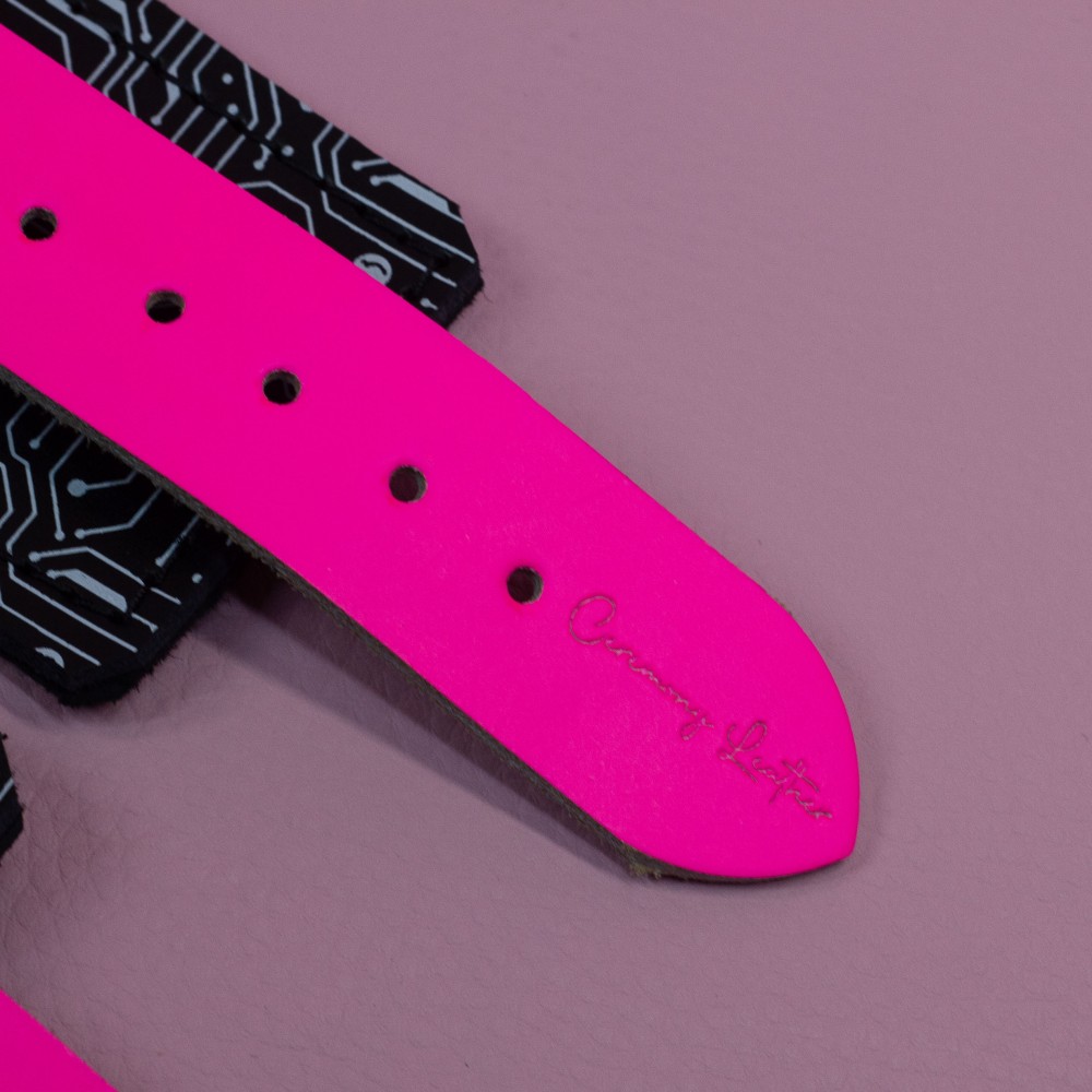 Neon Pink and Black Cyber wrist Cuffs